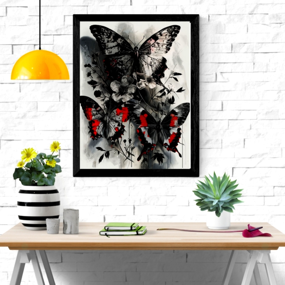 Black and Red Butterfly Wall Art